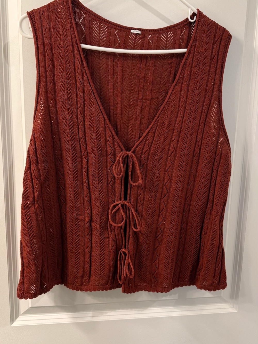 Old Navy Rust Knit Tie-Front Sleeveless Crotchet Top
